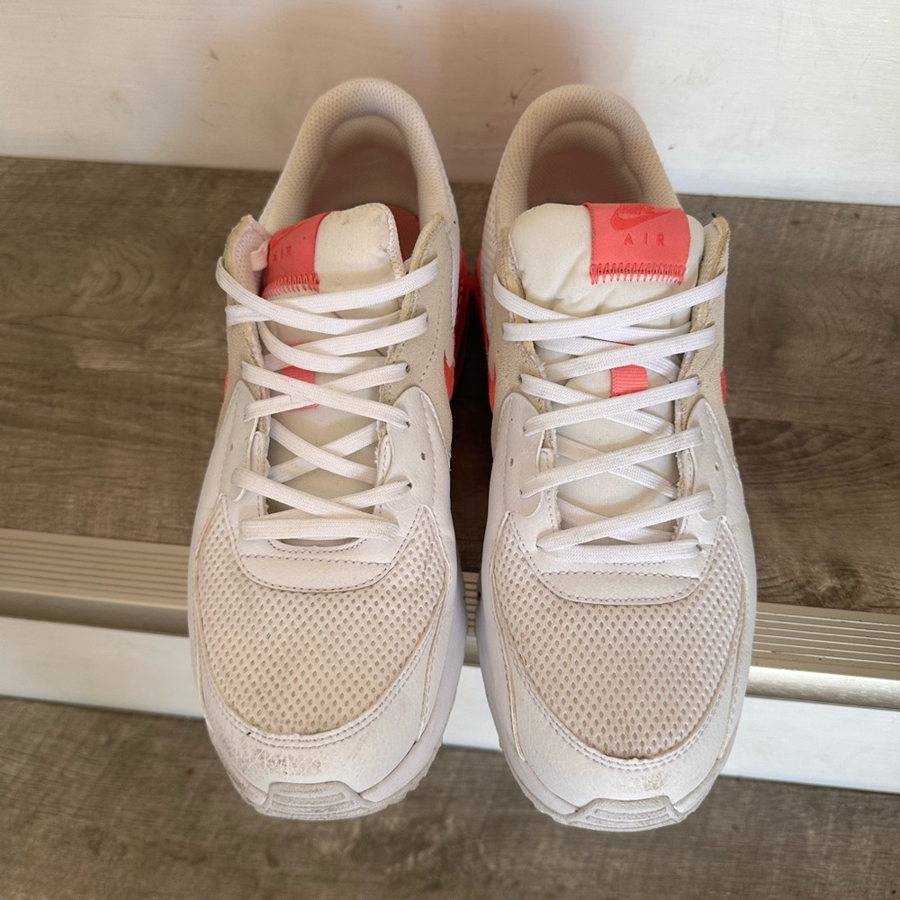 Nike White Sneakers with Coral Accents